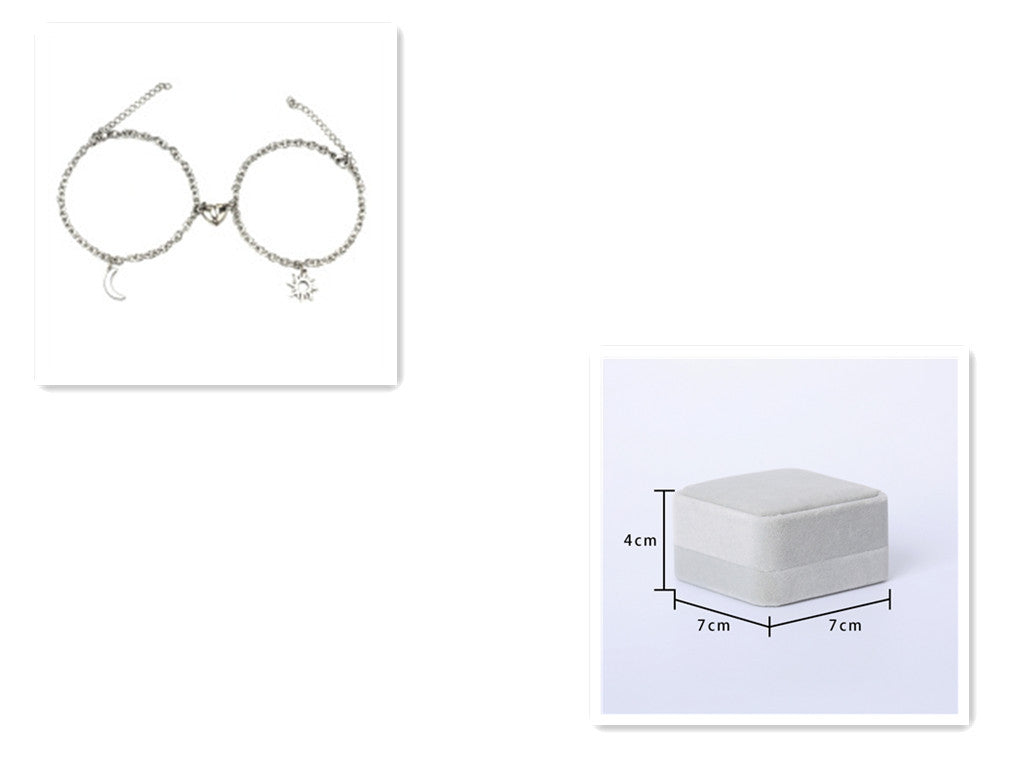 2Pcs Sun Moon Charm Magnet Attraction Bracelets For Couples