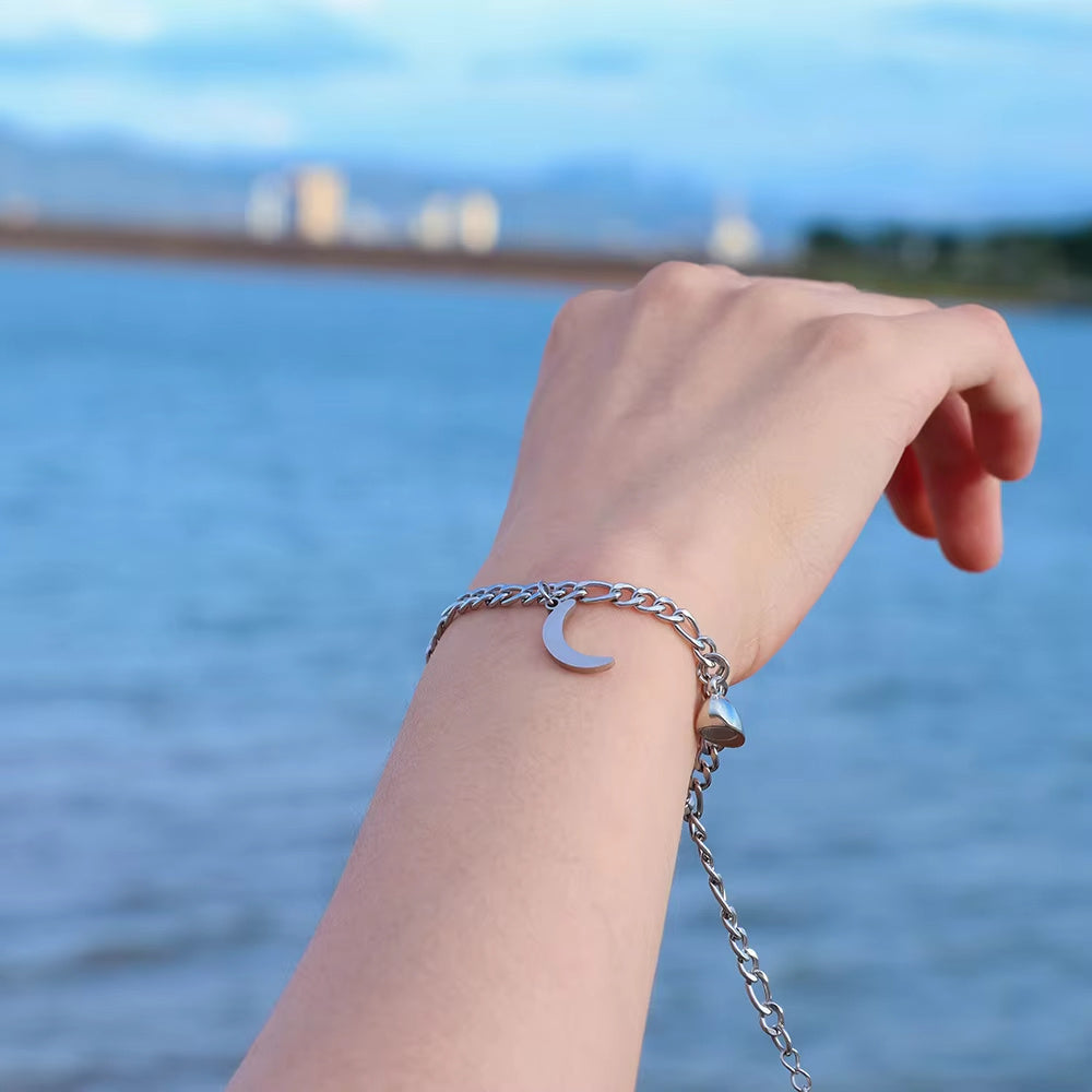 2Pcs Sun Moon Charm Magnet Attraction Bracelets For Couples