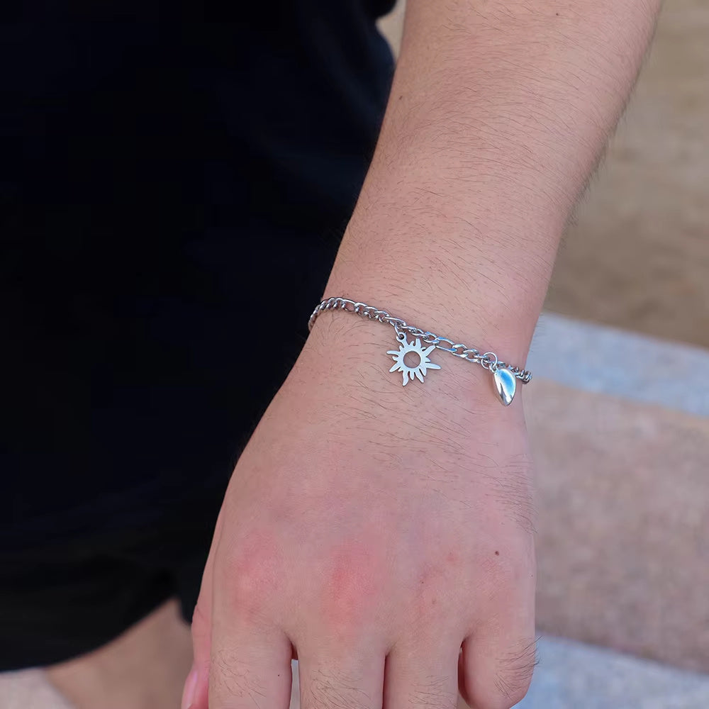 2Pcs Sun Moon Charm Magnet Attraction Bracelets For Couples