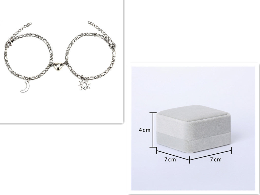 2Pcs Sun Moon Charm Magnet Attraction Bracelets For Couples