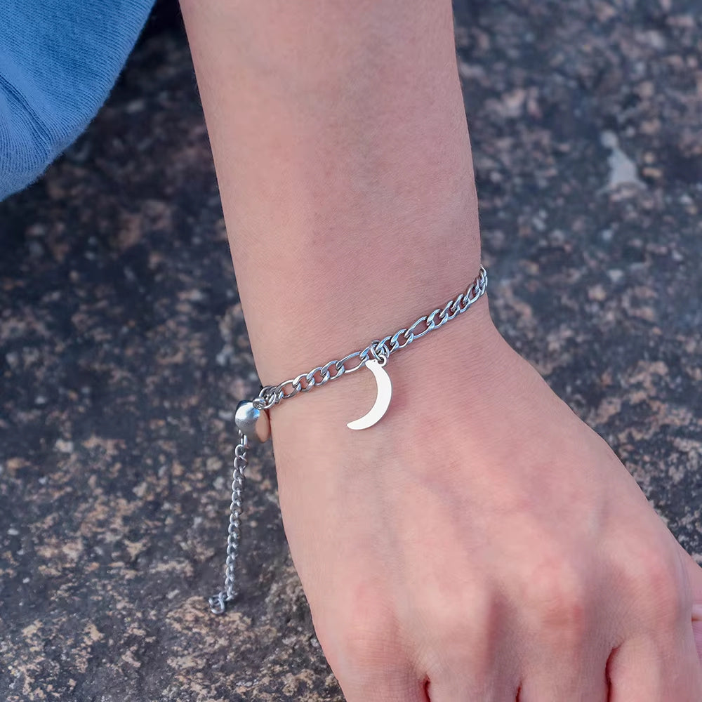 2Pcs Sun Moon Charm Magnet Attraction Bracelets For Couples