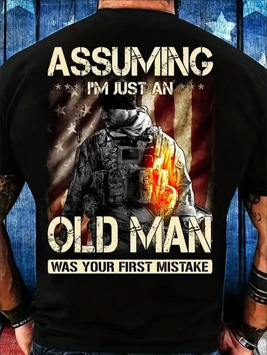 Plus Size Mens 3D Old Man Graphic Tee