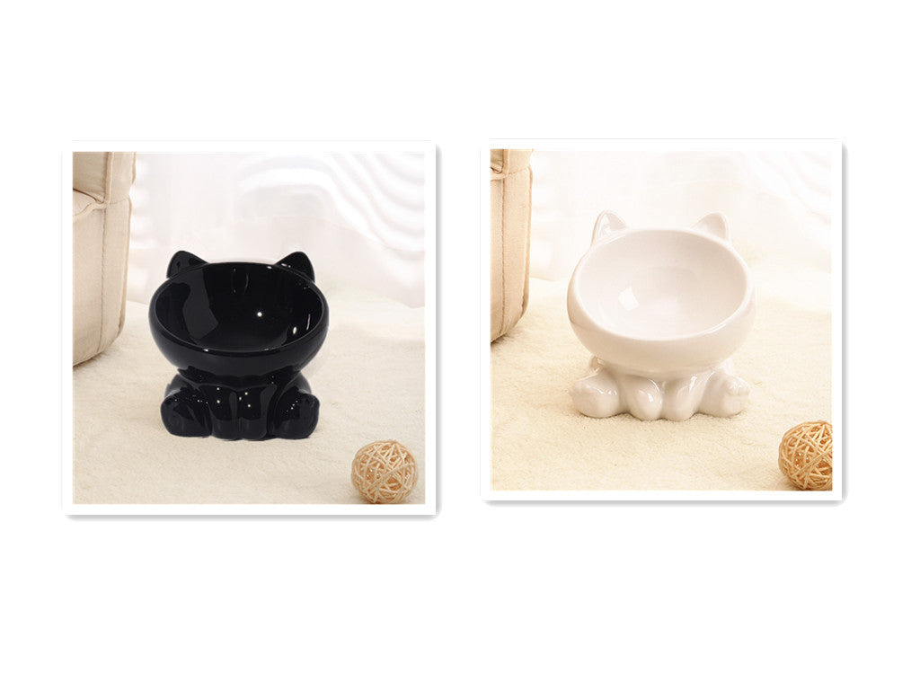 Ceramic Cat Bowl, Cat Food Bowl Neck Guard Oblique