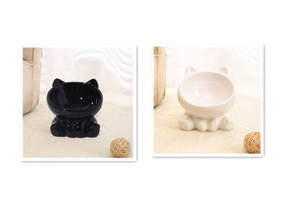 Ceramic Cat Bowl, Cat Food Bowl Neck Guard Oblique