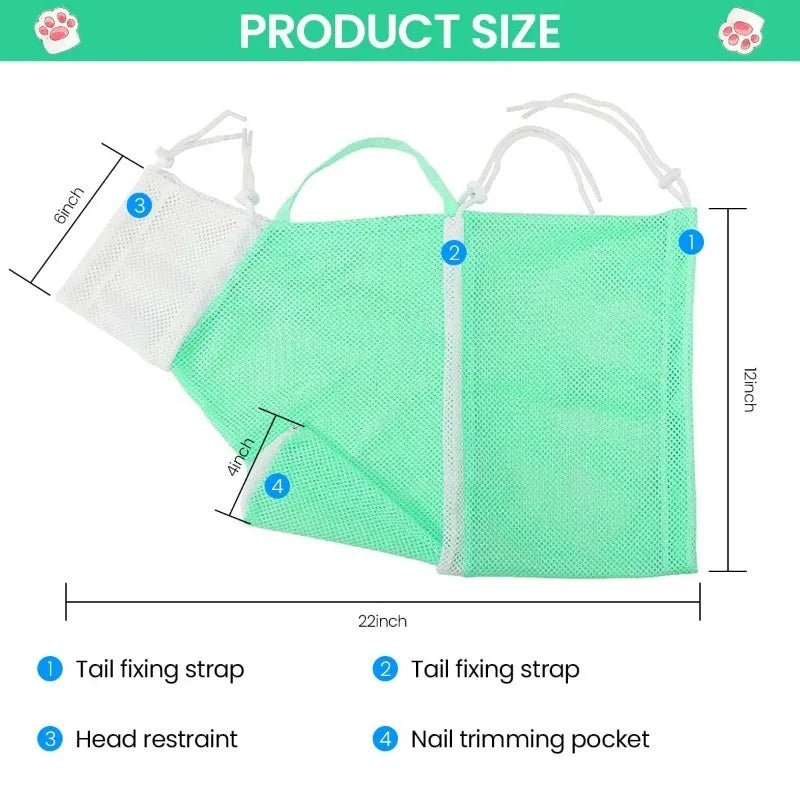 Cat Grooming Shower Bag Adjustable Multipurpose Pet Restraint Bag