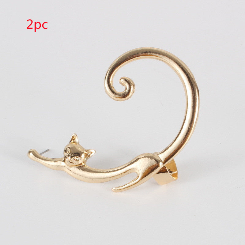 Single Piece Punk Earring with Ear Cuff Rock