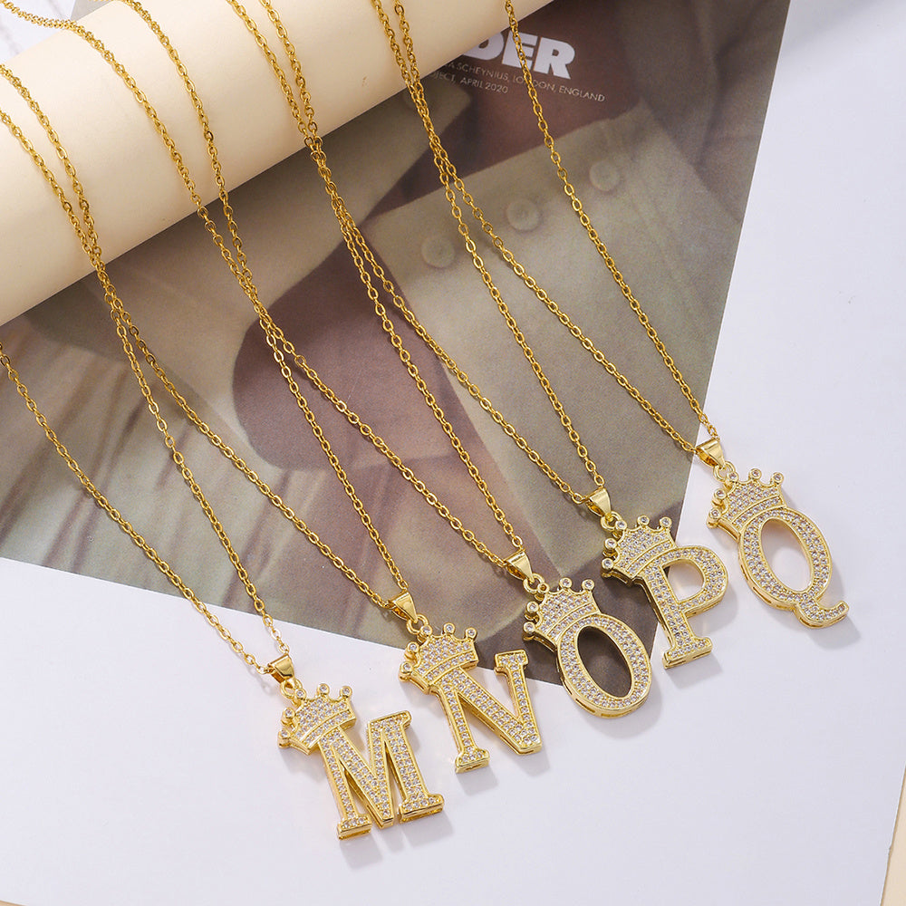 1PCS Fashionable Gold Diamond Crown Necklace