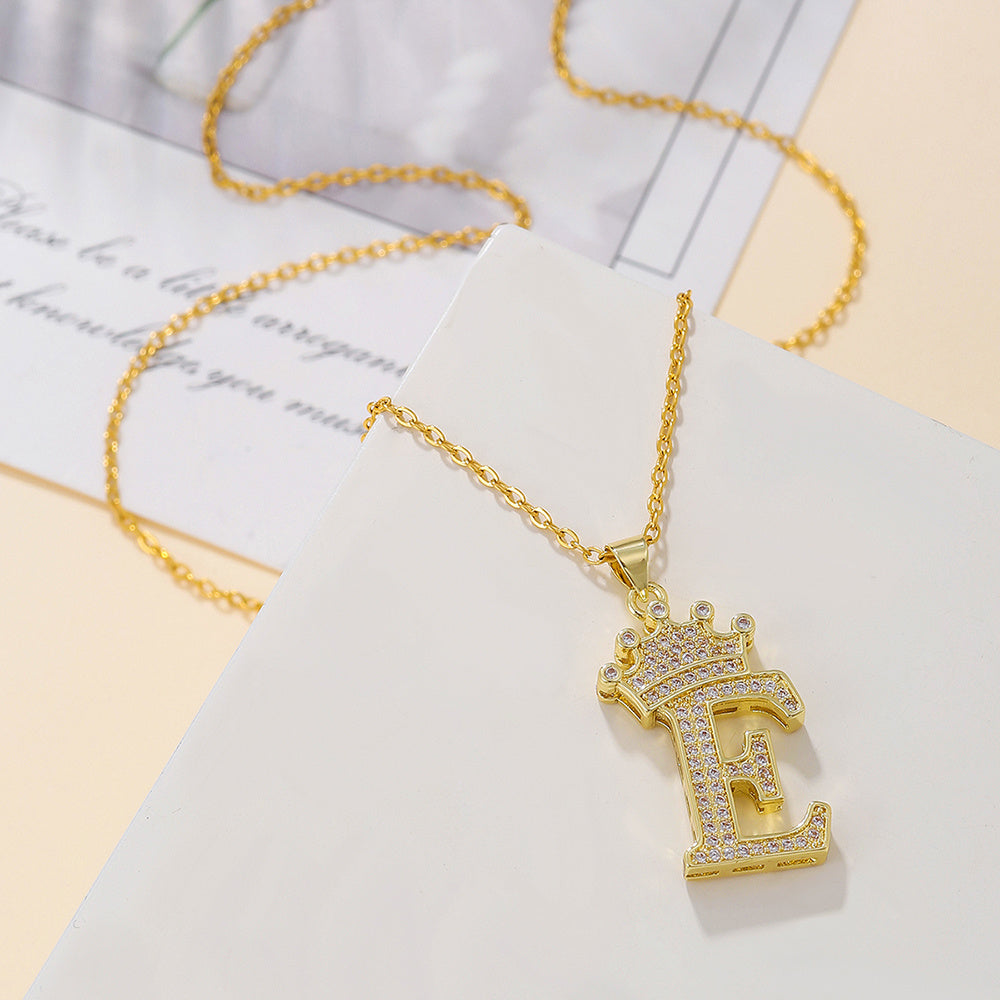 1PCS Fashionable Gold Diamond Crown Necklace