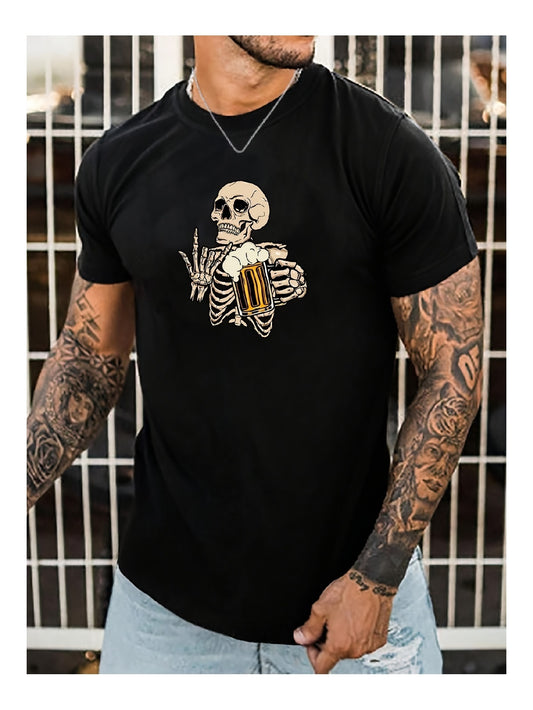 Skull Beer Pattern ShortSleeve TShirt