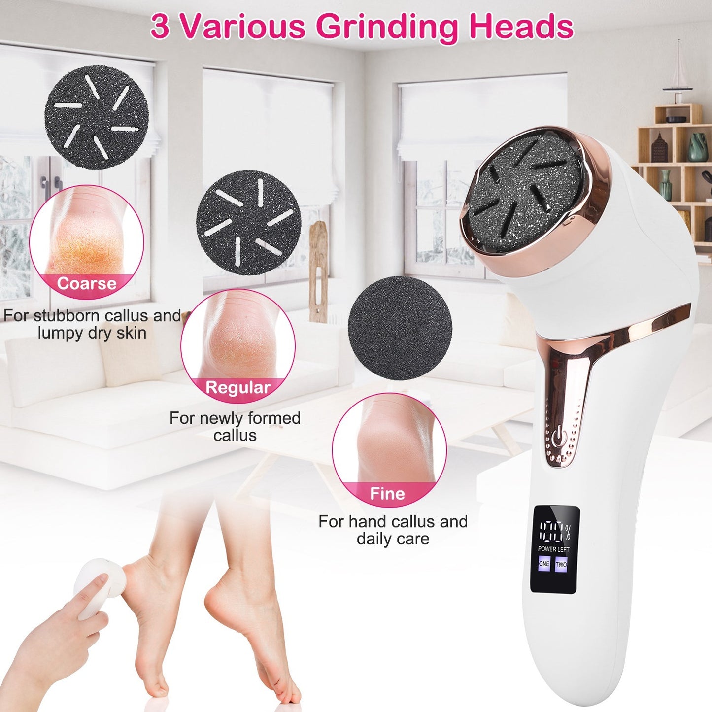17Pcs Electric Foot Callus Remover With Vacuum Foot Grinder