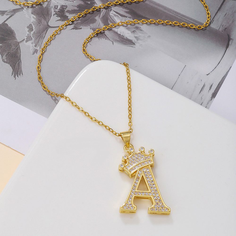 1PCS Fashionable Gold Diamond Crown Necklace