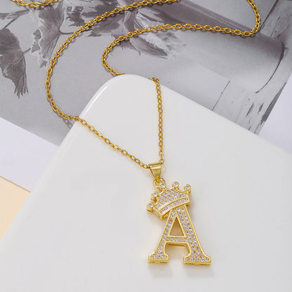 1PCS Fashionable Gold Diamond Crown Necklace