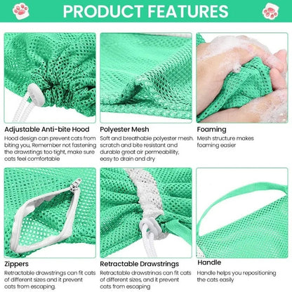 Cat Grooming Shower Bag Adjustable Multipurpose Pet Restraint Bag