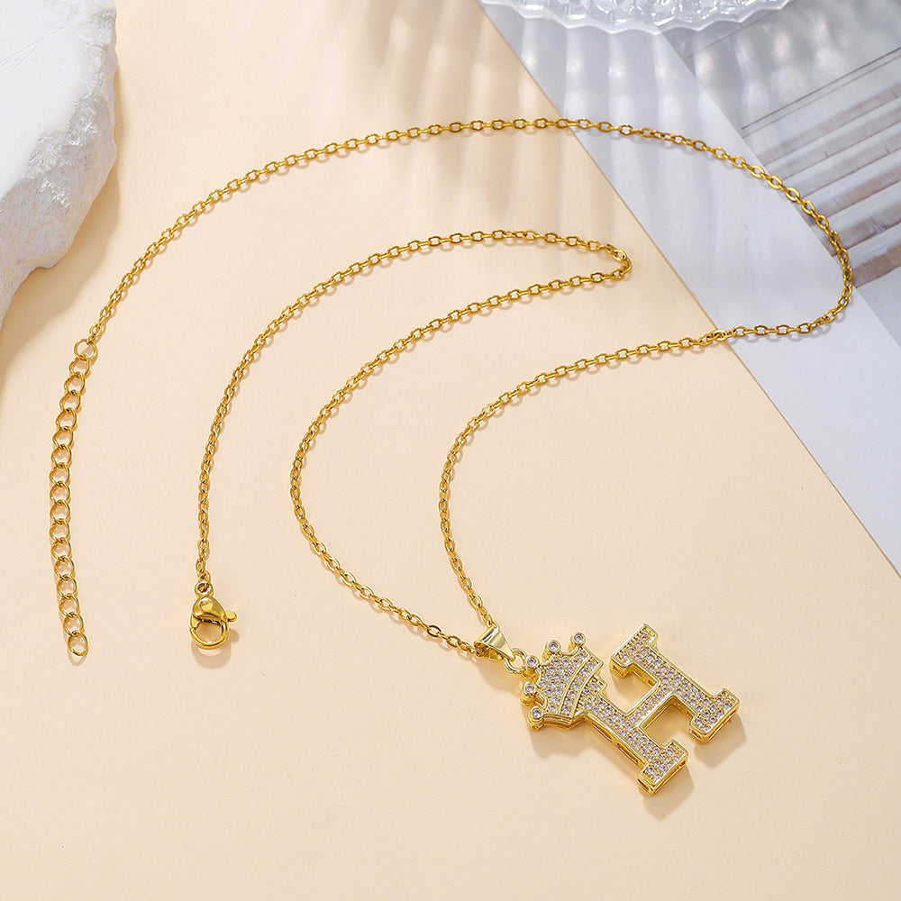 1PCS Fashionable Gold Diamond Crown Necklace