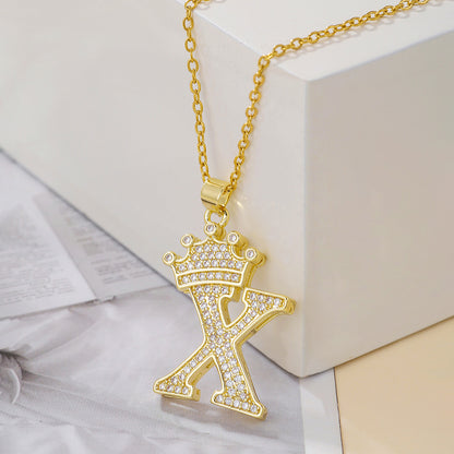 1PCS Fashionable Gold Diamond Crown Necklace