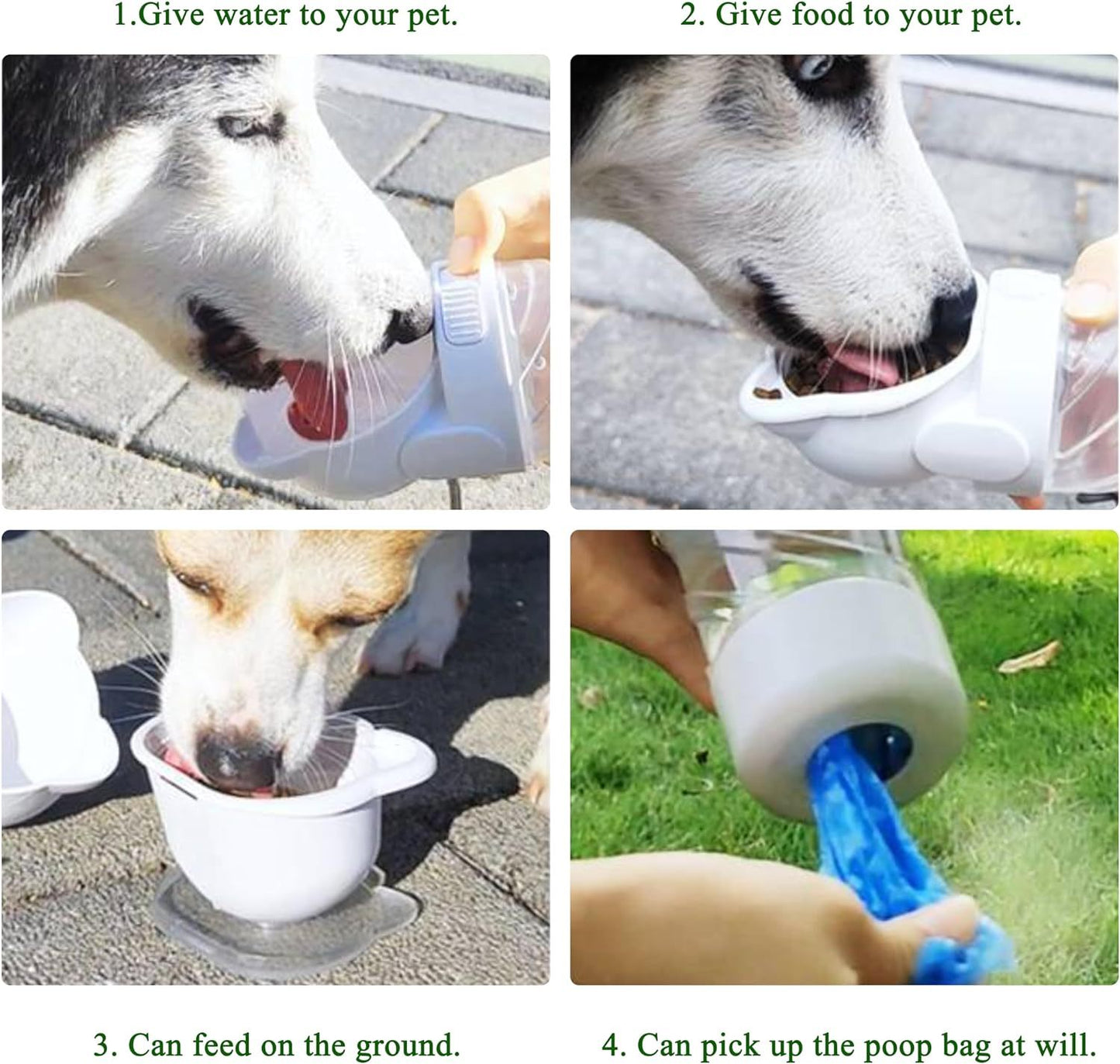3 In 1 Pet Outdoor Portable Dog Water Bottle With Food Container