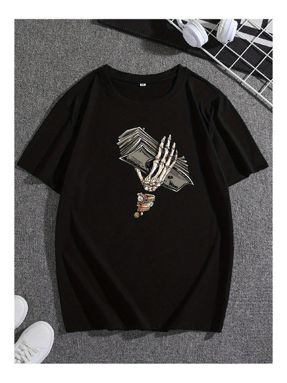 Black Skull Hand Print Shortsleeved Tshirt