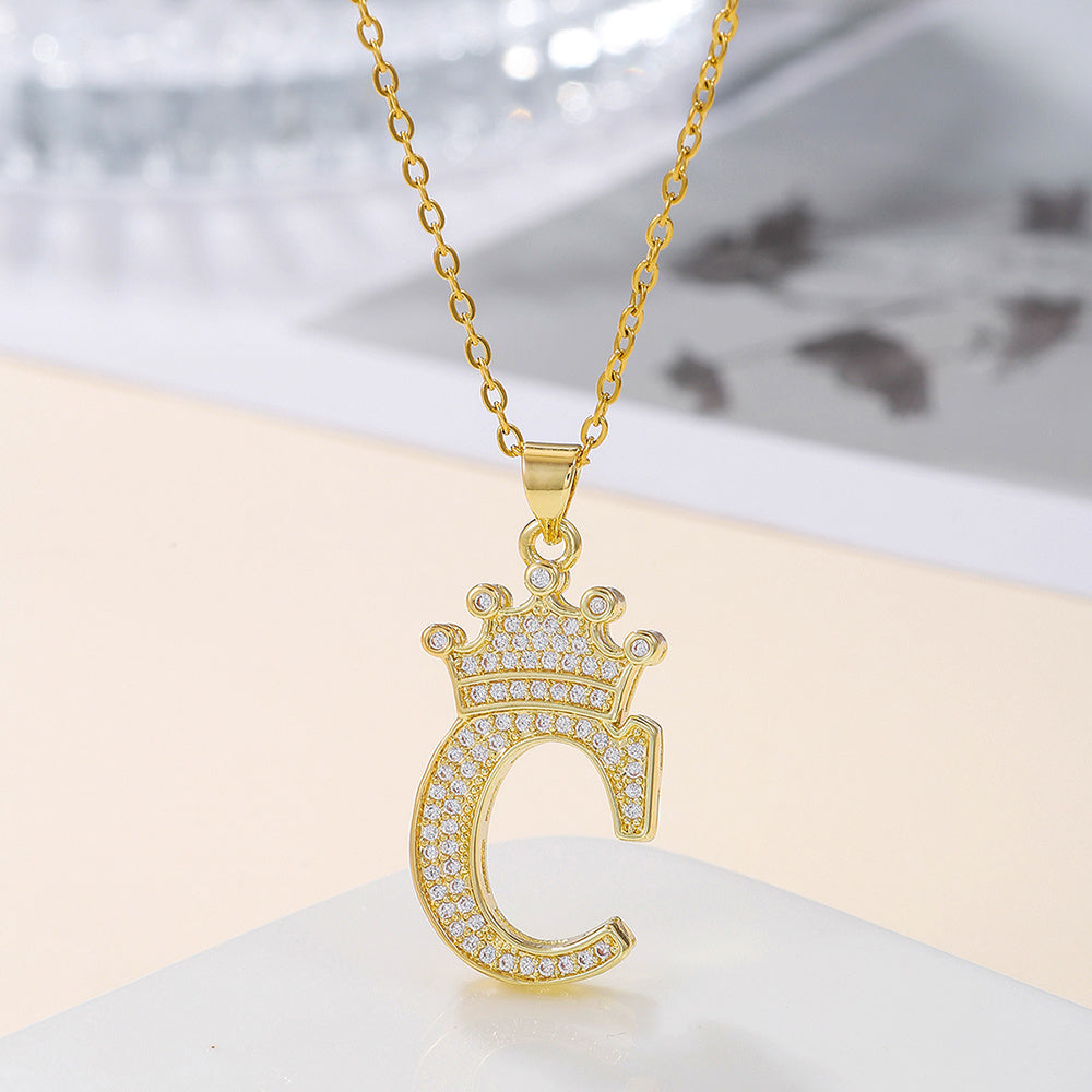 1PCS Fashionable Gold Diamond Crown Necklace