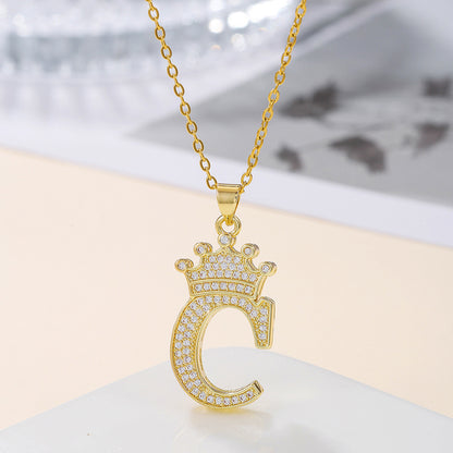1PCS Fashionable Gold Diamond Crown Necklace