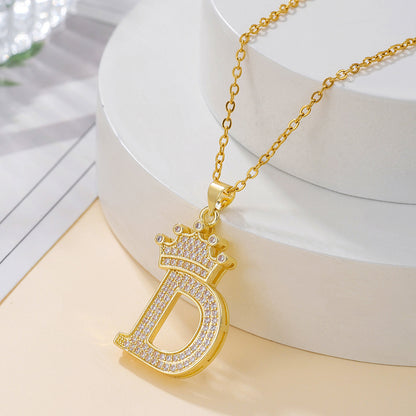 1PCS Fashionable Gold Diamond Crown Necklace