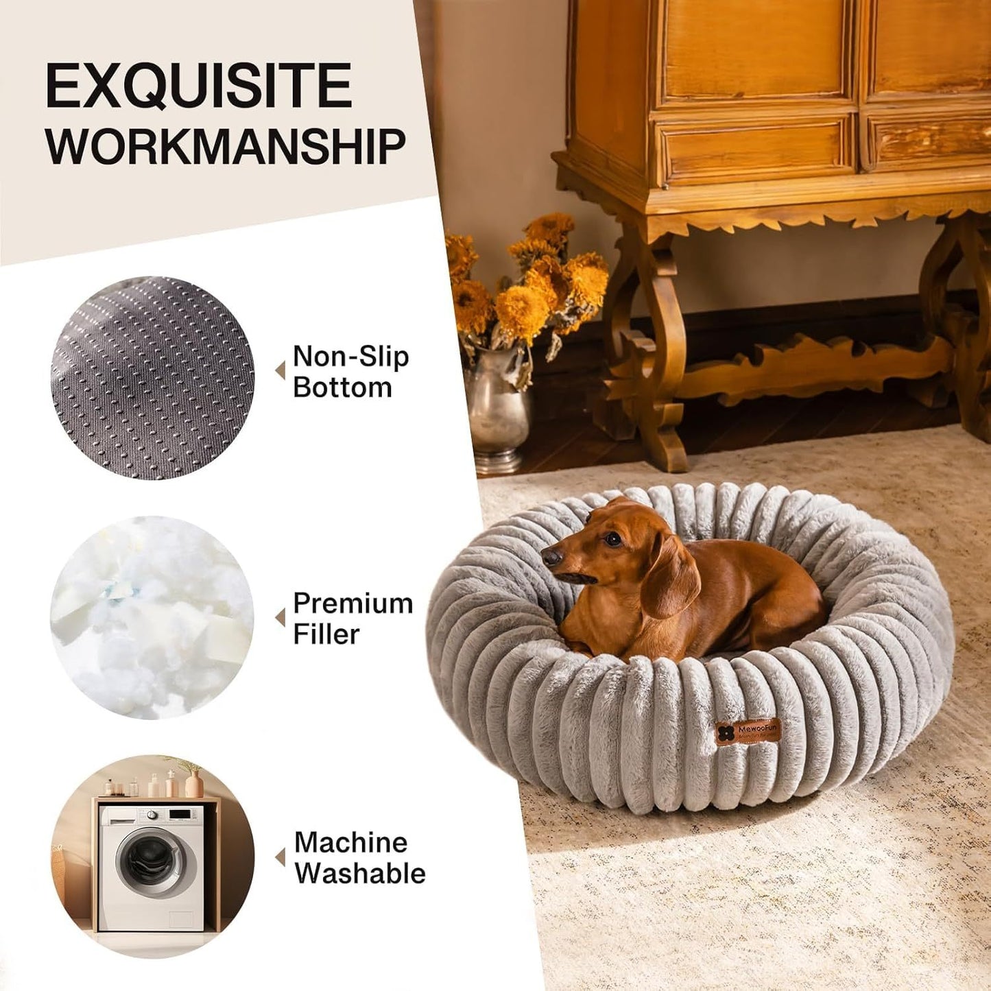 MEWOOFUN Donut Cat Bed