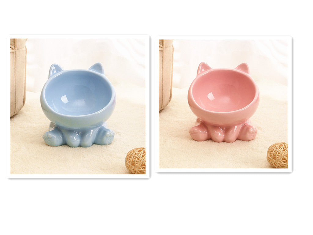 Ceramic Cat Bowl, Cat Food Bowl Neck Guard Oblique