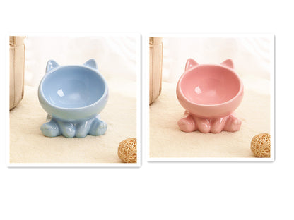 Ceramic Cat Bowl, Cat Food Bowl Neck Guard Oblique