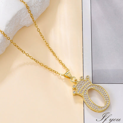 1PCS Fashionable Gold Diamond Crown Necklace