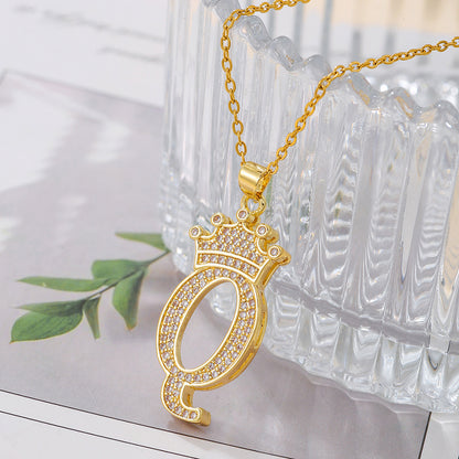 1PCS Fashionable Gold Diamond Crown Necklace
