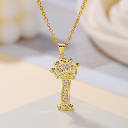 1PCS Fashionable Gold Diamond Crown Necklace