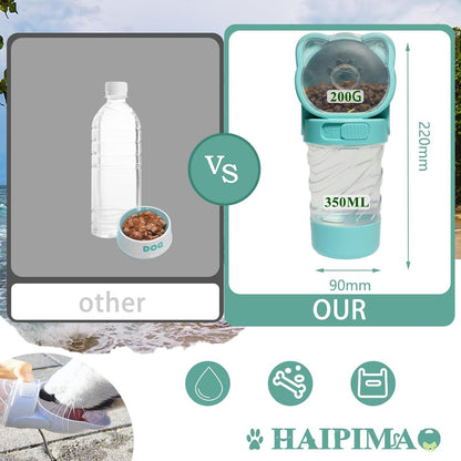 3 In 1 Pet Outdoor Portable Dog Water Bottle With Food Container