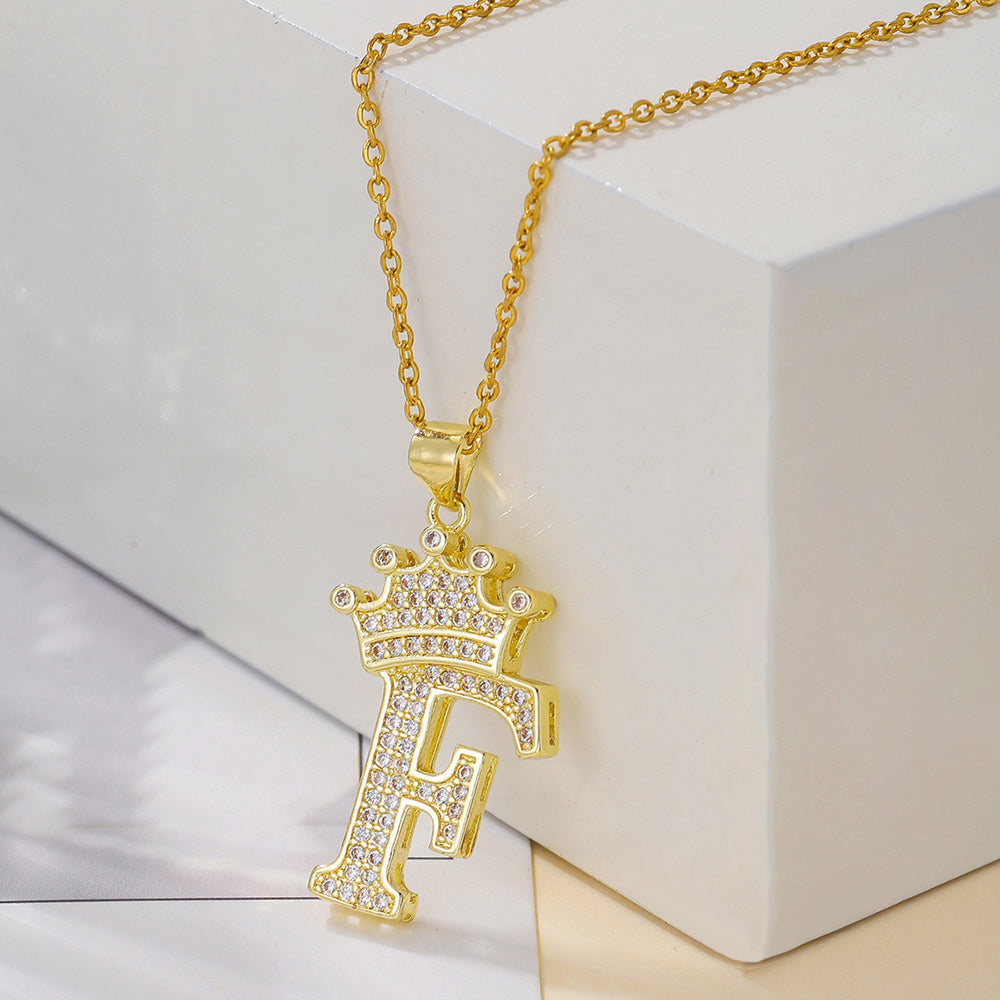 1PCS Fashionable Gold Diamond Crown Necklace