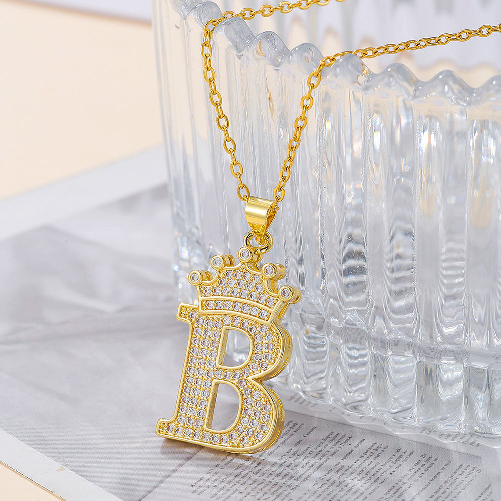 1PCS Fashionable Gold Diamond Crown Necklace
