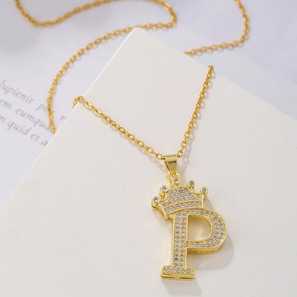1PCS Fashionable Gold Diamond Crown Necklace