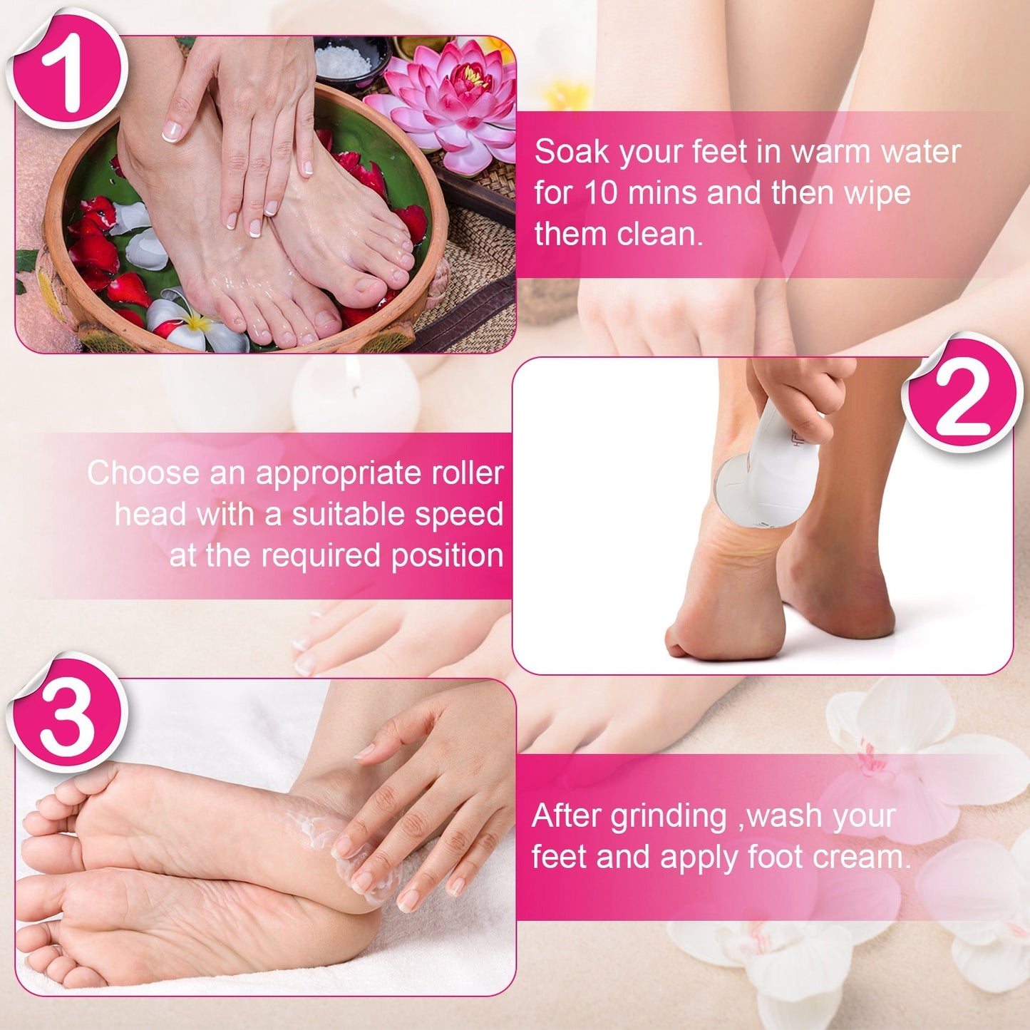 17Pcs Electric Foot Callus Remover With Vacuum Foot Grinder