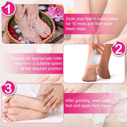 17Pcs Electric Foot Callus Remover With Vacuum Foot Grinder