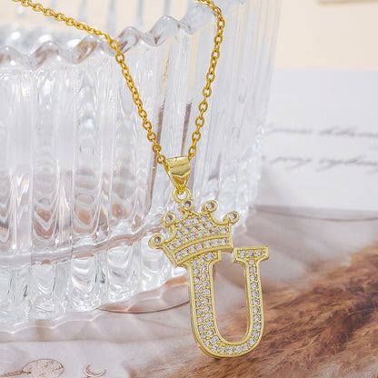 1PCS Fashionable Gold Diamond Crown Necklace